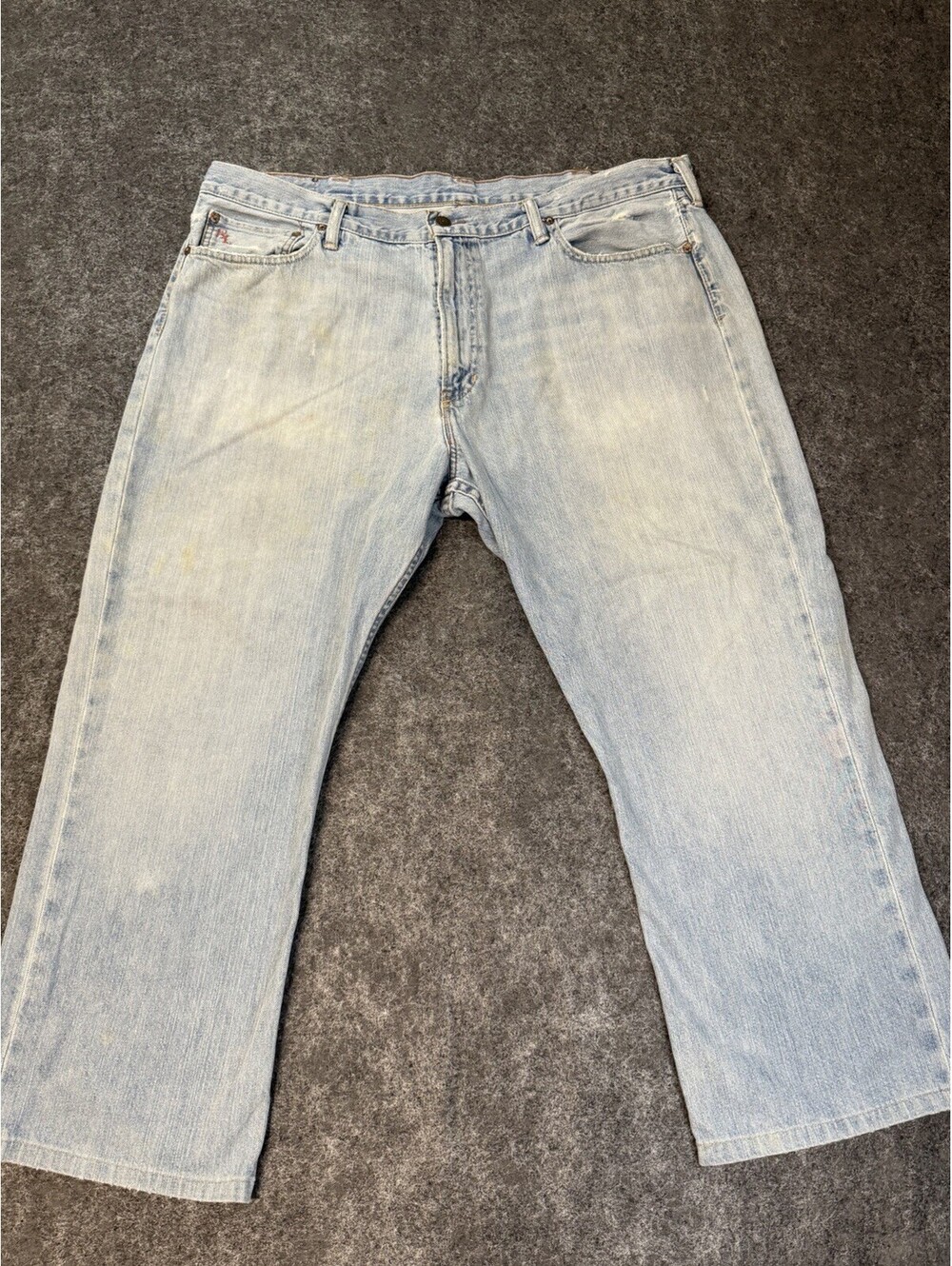 Polo Ralph Lauren Jeans Mens 42x30 Light Wash Distressed Denim Cropped 25 Inseam